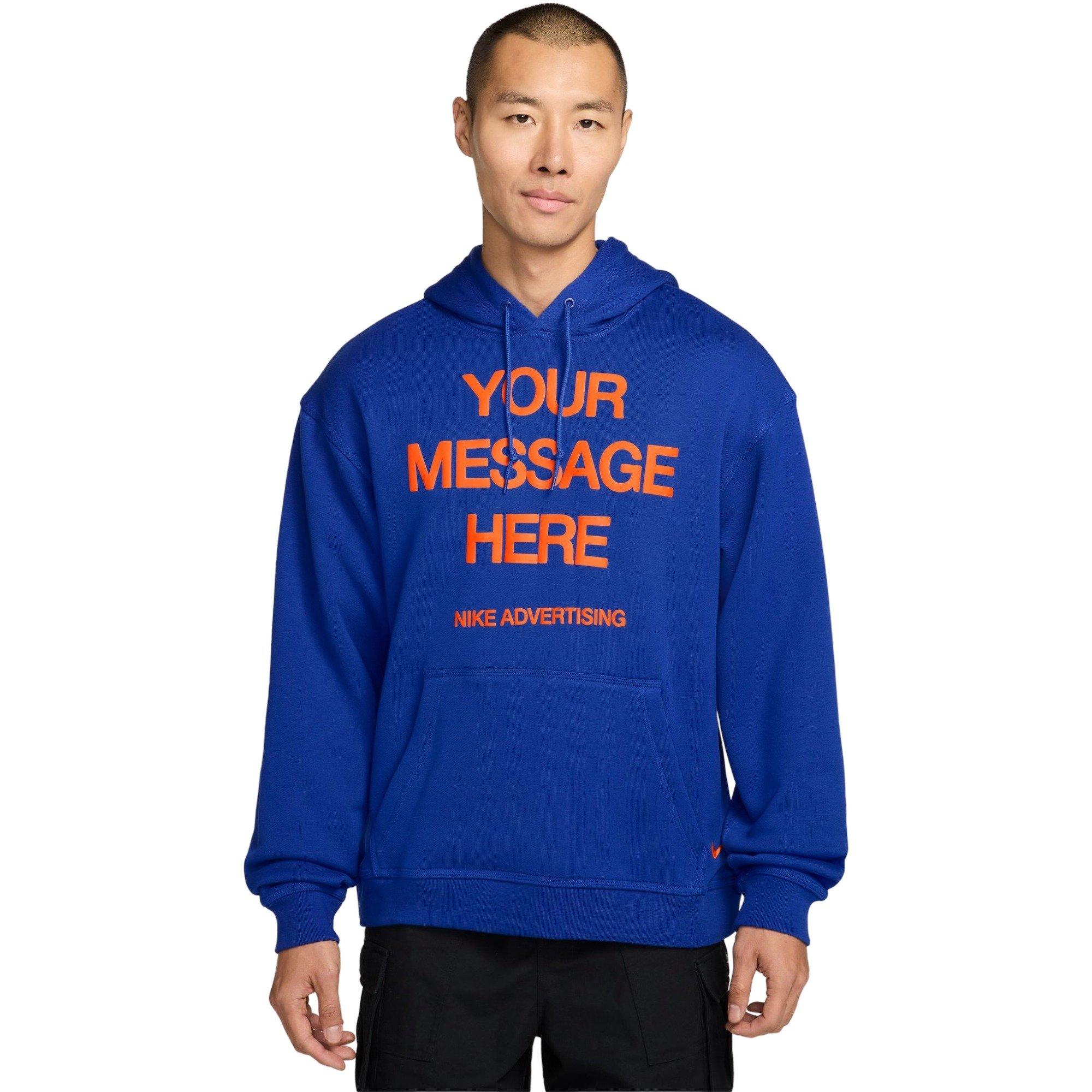 Nike Men's "Your Message Here" Fleece Pullover Hoodie - Royal - ROYAL